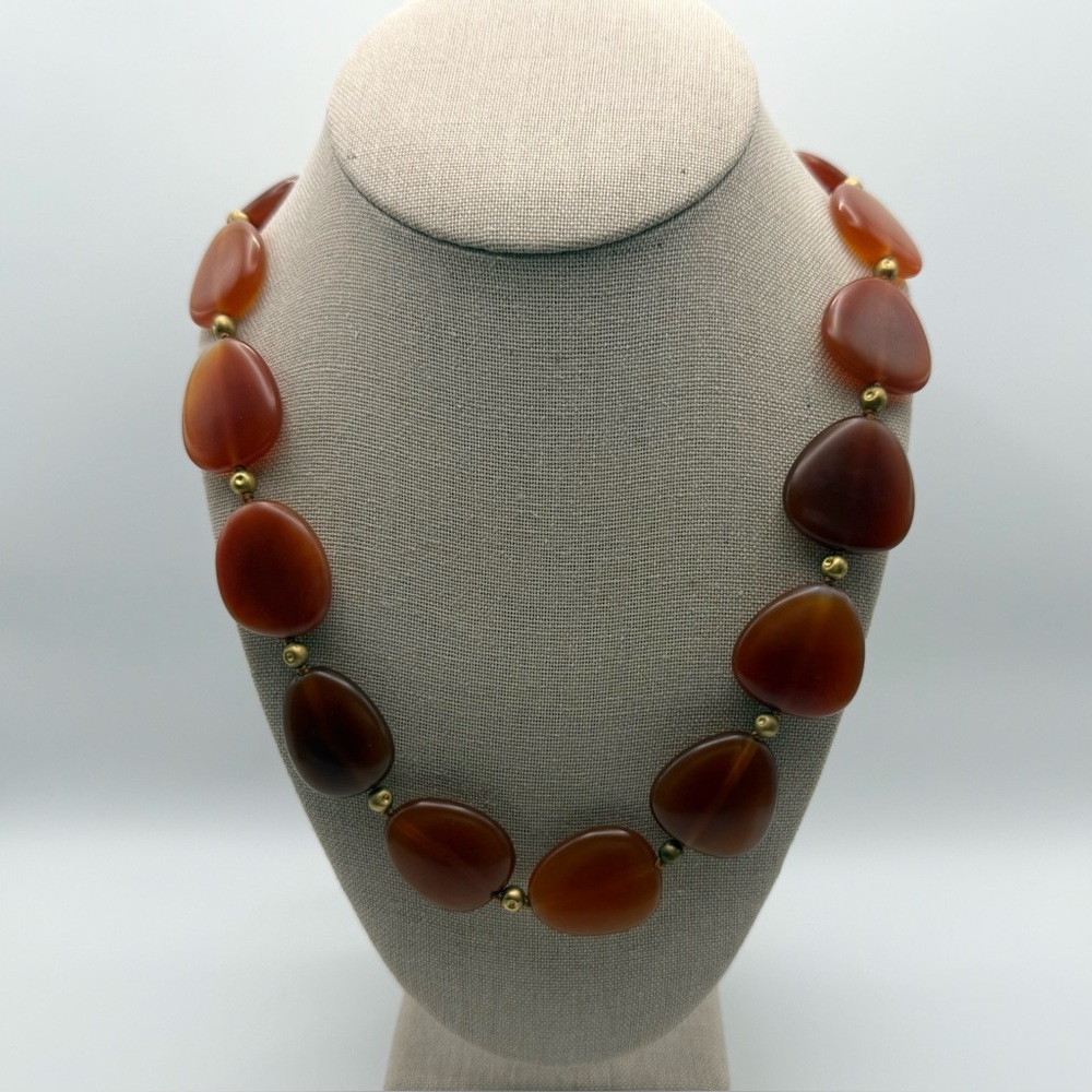 Coldwater Creek Carnelian Agate Necklace 36”